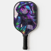 Neon Catgirl Pickleball Night Vibes Pickleball Paddle (Achterkant)