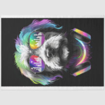 Neon Cavoodle met hoofdtelefoon Tissue Paper