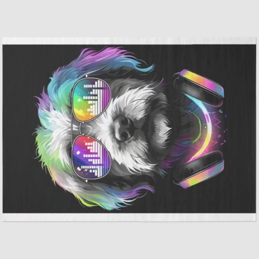 Neon Cavoodle met hoofdtelefoon Tissue Paper Tissuepapier (Voorkant)