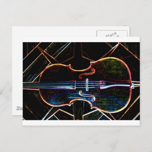 Neon Cello Briefkaart (Voorkant / Achterkant)