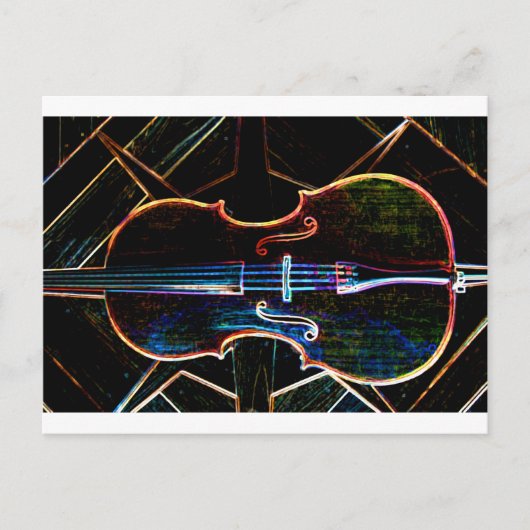 Neon Cello Briefkaart (Voorkant)