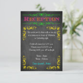 Neon Chalkboard Bat Mitzvah Reception Card Kaart (Staand voorkant)