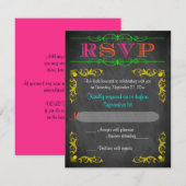 Neon Chalkboard Bat Mitzvah RSVP Kaartje (Voorkant / Achterkant)