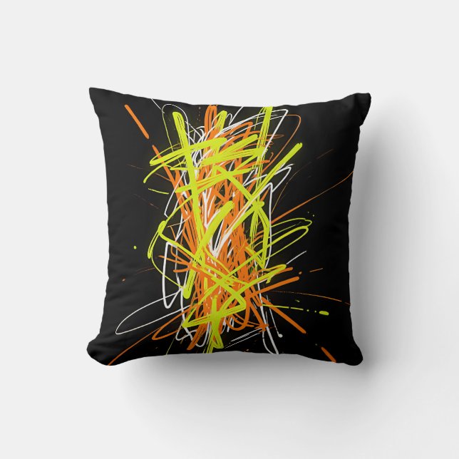 Neon Chaos Abstracte Energie Explosie Kussen (Voorkant)