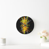 Neon Chaos Abstracte Energie Explosie Ronde Klok (Huis)