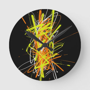 Neon Chaos Abstracte Energie Explosie Ronde Klok