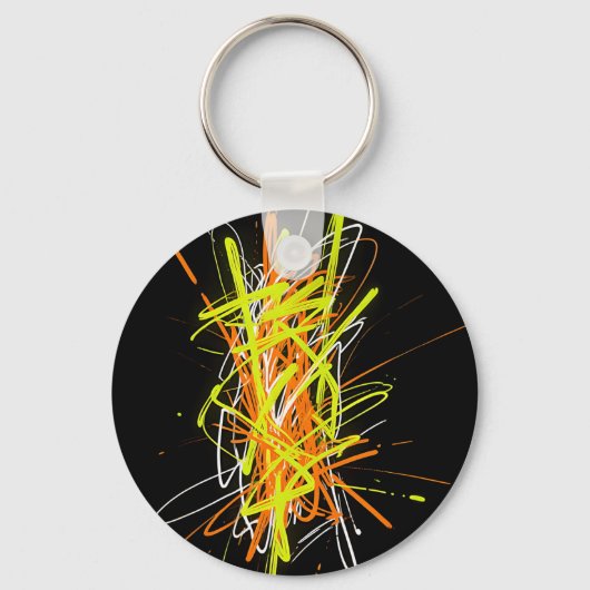 Neon Chaos Abstracte Energie Explosie Sleutelhanger (Voorkant)