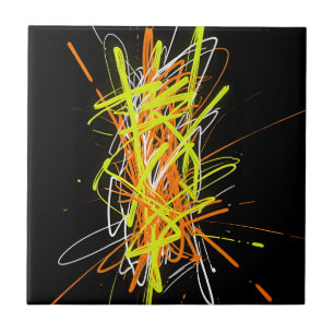 Neon Chaos Abstracte Energie Explosie Tegeltje