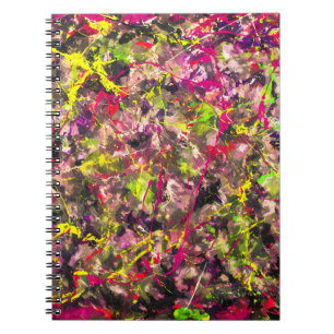 Neon Chaos Abstracte Paint Splatter Notitieboek