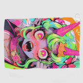 Neon Chaos Demon Girl Expression Golfhanddoek (Horizontaal)