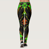 Neon Chaos, groene streken op zwarte achtergrond Leggings (Achterkant)