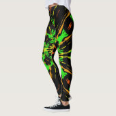 Neon Chaos, groene streken op zwarte achtergrond Leggings (Links)