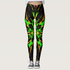 Neon Chaos, groene streken op zwarte achtergrond Leggings