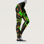 Neon Chaos, groene streken op zwarte achtergrond Leggings (Rechts)