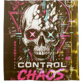 Neon Chaos Schedel Douchegordijn (Voorkant)