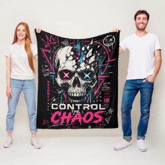 Neon Chaos Schedel Esthetiek Fleece Deken