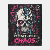 Neon Chaos Schedel Esthetiek Fleece Deken (Voorkant)