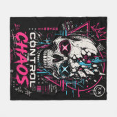Neon Chaos Schedel Esthetiek Fleece Deken (Voorkant (Horizontaal))