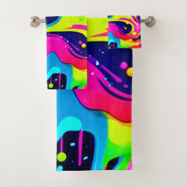Neon Chaos Vloeibare Kleur Explosie Bad Handdoek