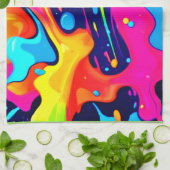 Neon Chaos Vloeibare Kleur Explosie Theedoek (Gevouwen)