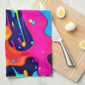 Neon Chaos Vloeibare Kleur Explosie Theedoek (Quarter Fold)