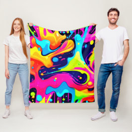 Neon Chaos Vloeibare Kleurexplosie Fleece Deken