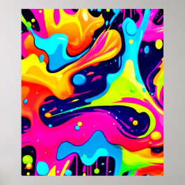 Neon Chaos Vloeibare Kleurexplosie Poster