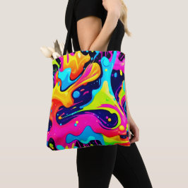 Neon Chaos Vloeibare Kleurexplosie Tote Bag
