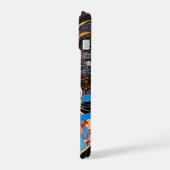 Neon Charlie Chameleon, Textiel Regenwoud Collage iPhone 15 Case (Linkerkant)