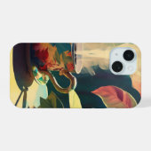 Neon Charlie Chameleon, Textiel Regenwoud Collage iPhone 15 Case (Achterkant horizontaal)