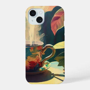 Neon Charlie Chameleon, Textiel Regenwoud Collage iPhone 15 Case