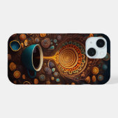 Neon Charlie Chameleon, Textiel Regenwoud Collage iPhone 15 Case (Achterkant horizontaal)