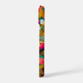 Neon Charlie Chameleon, Textiel Regenwoud Collage iPhone 15 Case (Linkerkant)