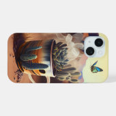 Neon Charlie Chameleon, Textiel Regenwoud Collage iPhone 15 Case (Achterkant horizontaal)