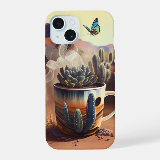 Neon Charlie Chameleon, Textiel Regenwoud Collage iPhone 15 Case (Achterkant)