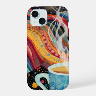 Neon Charlie Chameleon, Textiel Regenwoud Collage iPhone 15 Case
