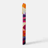Neon Charlie Chameleon, Textiel Regenwoud Collage iPhone 15 Case (Linkerkant)
