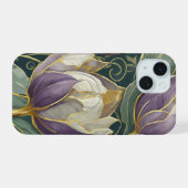 Neon Charlie Chameleon, Textiel Regenwoud Collage iPhone 15 Case (Achterkant horizontaal)