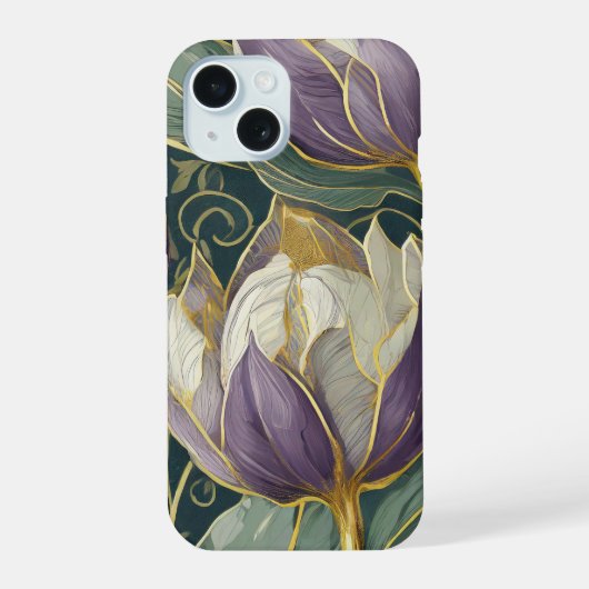 Neon Charlie Chameleon, Textiel Regenwoud Collage iPhone 15 Case (Achterkant)