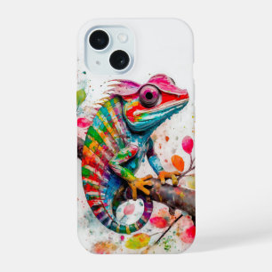 Neon Charlie Chameleon, Textiel Regenwoud Collage iPhone 15 Case