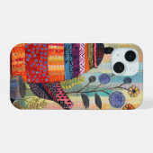 Neon Charlie Chameleon, Textiel Regenwoud Collage iPhone 15 Case (Achterkant horizontaal)