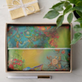 Neon Charlie Chameleon, textiel regenwoud collage Tissuepapier (Geschenk)