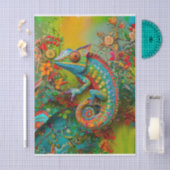 Neon Charlie Chameleon, textiel regenwoud collage Tissuepapier (Craft)