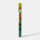 Neon Charlie Chameleon, Textile Rainforest Collage iPhone 15 Case (Linkerkant)