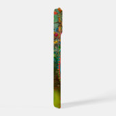 Neon Charlie Chameleon, Textile Rainforest Collage iPhone 15 Case (Rechterkant)