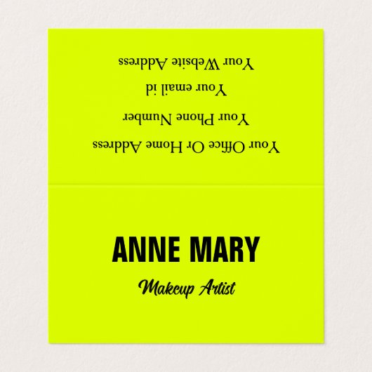 Neon Chartreuse Geel Custom Kleurrijke Bright Visitekaartje (Buitenkant ongevouwen)