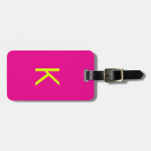 Neon Chartreuse Geel Hot Roze Monogram Schrift Bagagelabel (Voorkant horizontaal)