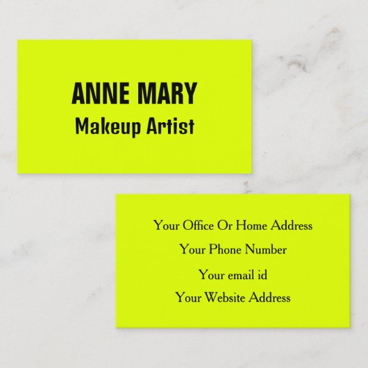 Neon Chartreuse Geel Zwart Kleurrijk Helder 2025 Visitekaartje (Voorkant / Achterkant)