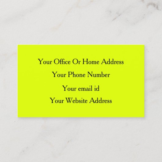 Neon Chartreuse Geel Zwart Kleurrijk Helder 2025 Visitekaartje (Achterkant)