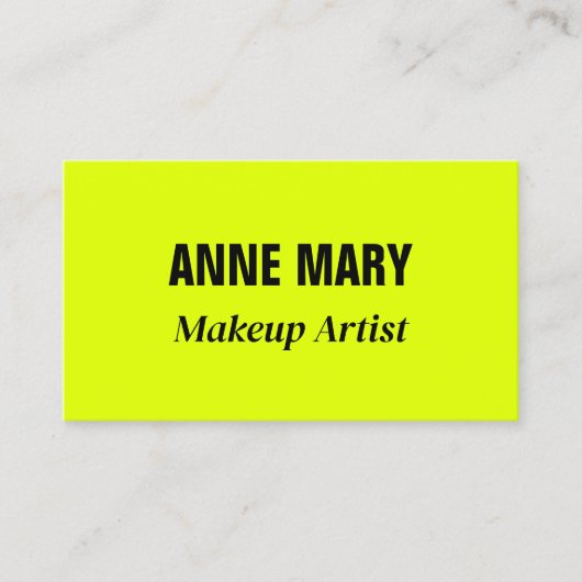 Neon Chartreuse Geel Zwart Kleurrijk Helder Koel Visitekaartje (Voorkant)
